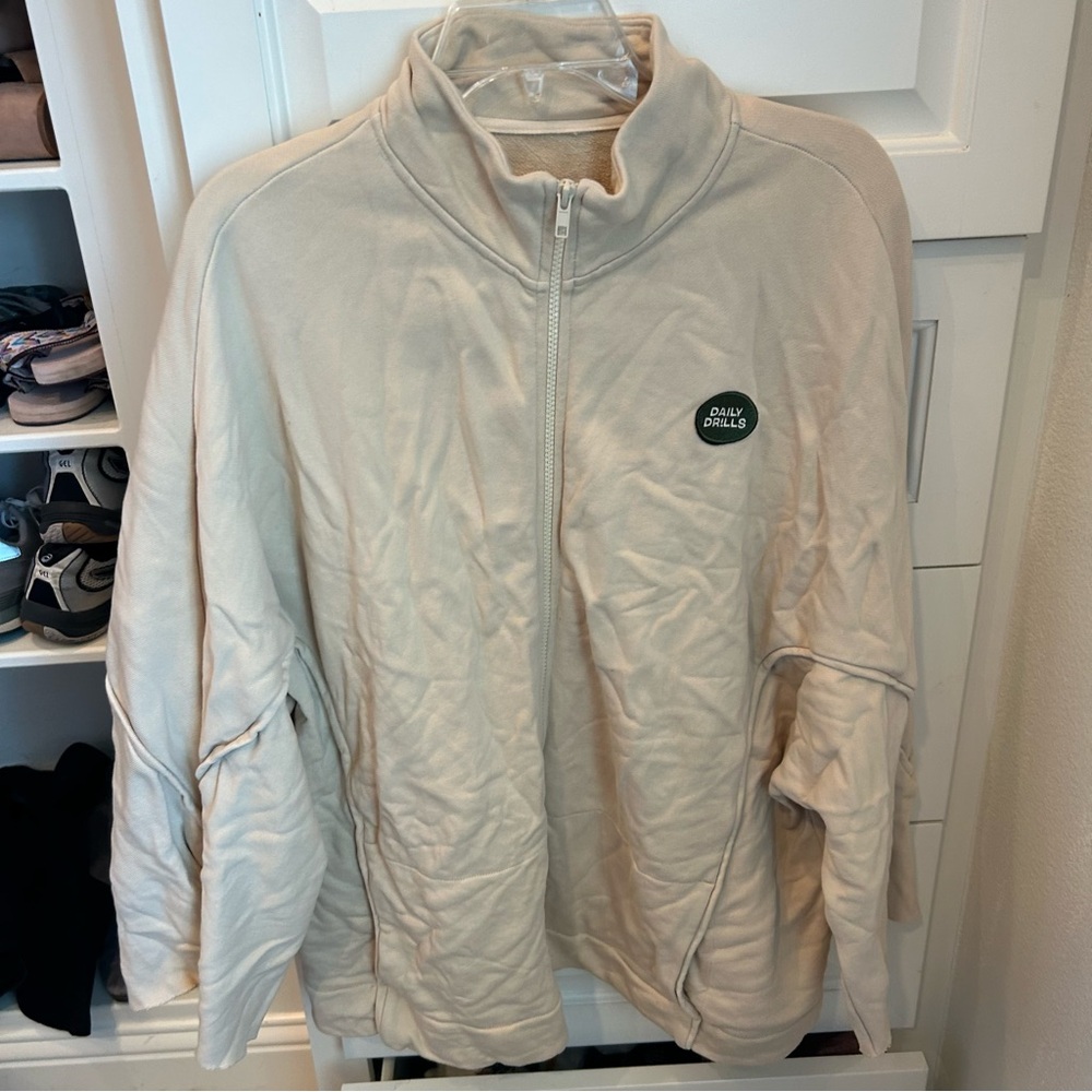 Daily Drills Cream Zip-Up Sweatshirt